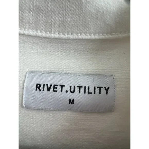 RIVET UTILITY Powerhouse White Stretch Denim Long Sleeve Jumpsuit Sz M $425 - Picture 11 of 15